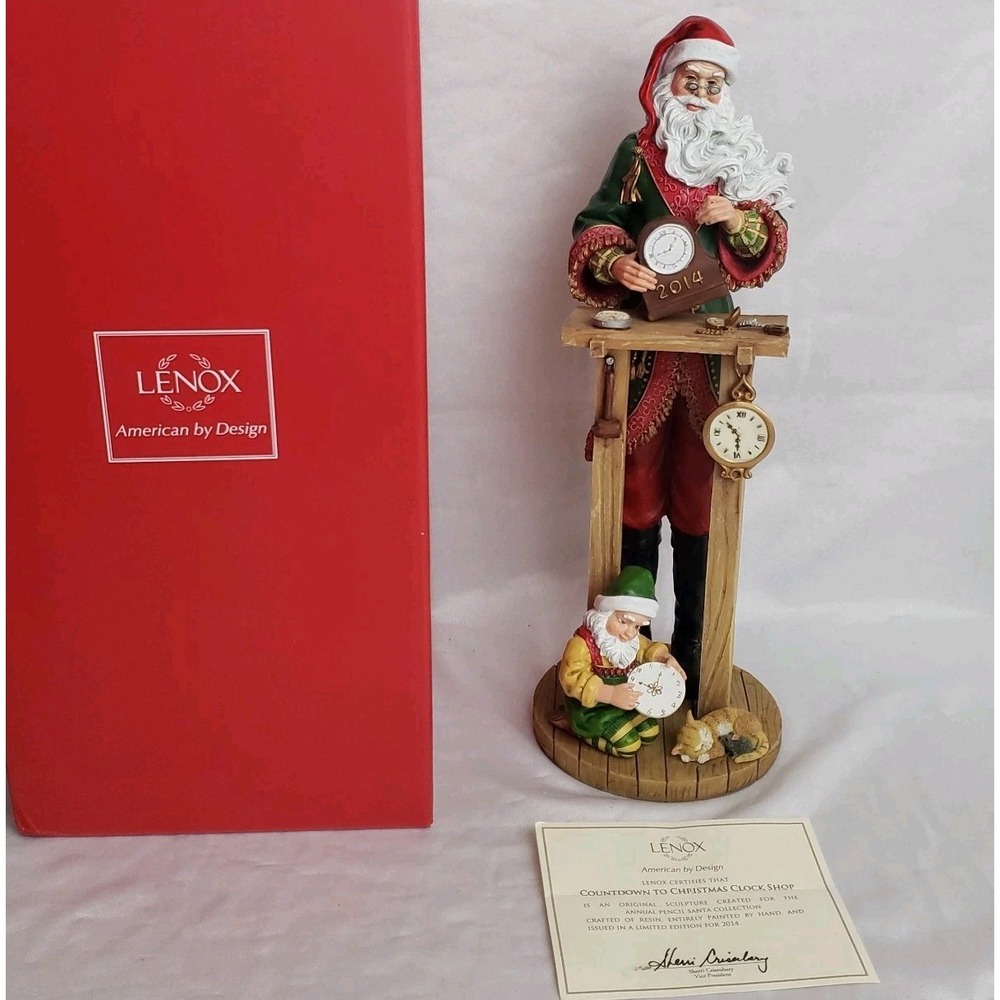 Lenox 2014 Countdown to Christmas Clock Shop 12"‎ Santa Figure Christmas in Box